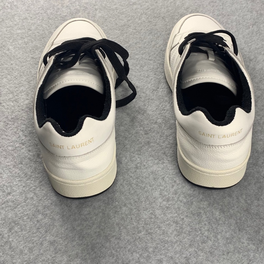 Saint Laurent SL/61 Sneakers Mens 11 (44) White Black Leather Low Top MSRP $880 - Picture 5 of 8